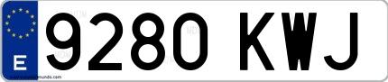 Ejemplo de matrícula española 9280 KWJ