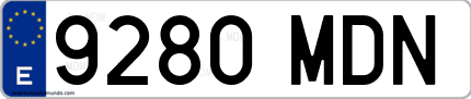 Ejemplo de matrícula de coche ordinaria 9280 MDN