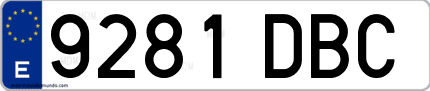 Ejemplo de matrícula de coche ordinaria 9281 DBC