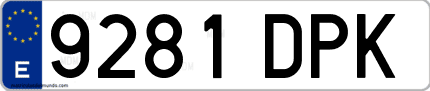 Ejemplo de matrícula de coche ordinaria 9281 DPK