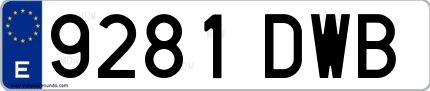 Ejemplo de matrícula española 9281 DWB