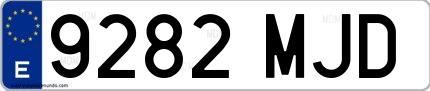 Ejemplo de matrícula española 9282 MJD