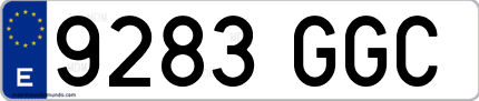 Ejemplo de matrícula de coche ordinaria 9283 GGC