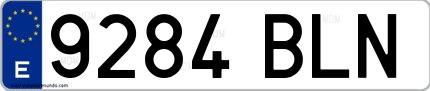Ejemplo de matrícula española 9284 BLN
