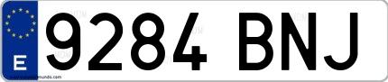 Ejemplo de matrícula española 9284 BNJ