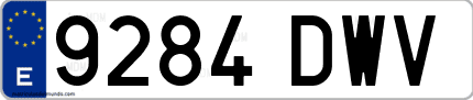 Ejemplo de matrícula de coche ordinaria 9284 DWV