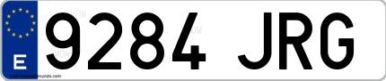 Ejemplo de matrícula española 9284 JRG