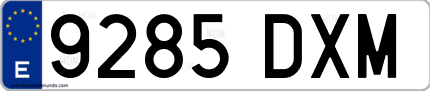Ejemplo de matrícula de coche ordinaria 9285 DXM