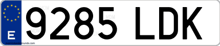 Ejemplo de matrícula de coche ordinaria 9285 LDK