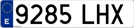 Ejemplo de matrícula de coche ordinaria 9285 LHX