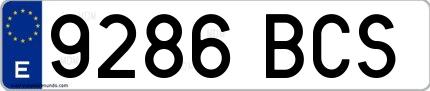 Ejemplo de matrícula española 9286 BCS