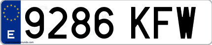 Ejemplo de matrícula de coche ordinaria 9286 KFW