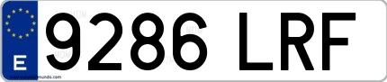 Ejemplo de matrícula española 9286 LRF