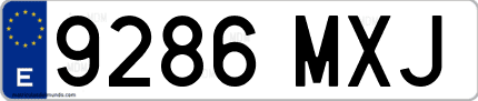 Ejemplo de matrícula de coche ordinaria 9286 MXJ