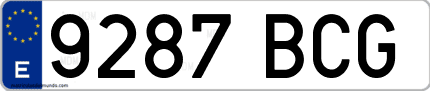 Ejemplo de matrícula de coche ordinaria 9287 BCG