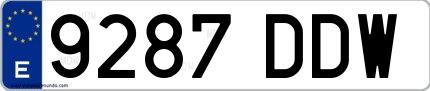 Ejemplo de matrícula española 9287 DDW