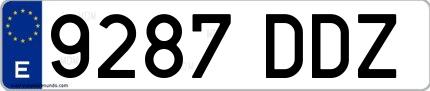 Ejemplo de matrícula española 9287 DDZ