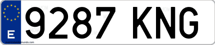 Ejemplo de matrícula de coche ordinaria 9287 KNG