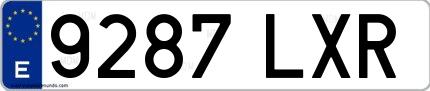 Ejemplo de matrícula española 9287 LXR