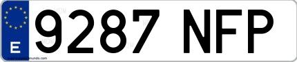 Ejemplo de matrícula española 9287 NFP