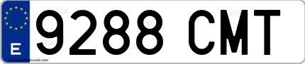 Ejemplo de matrícula española 9288 CMT