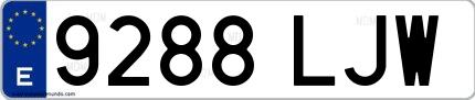 Ejemplo de matrícula española 9288 LJW