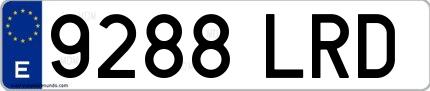 Ejemplo de matrícula española 9288 LRD