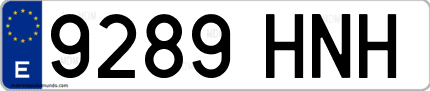Ejemplo de matrícula de coche ordinaria 9289 HNH