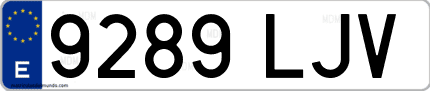 Ejemplo de matrícula de coche ordinaria 9289 LJV