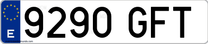 Ejemplo de matrícula de coche ordinaria 9290 GFT