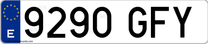 Ejemplo de matrícula de coche ordinaria 9290 GFY