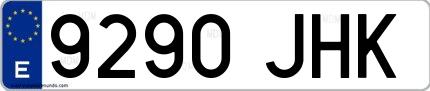 Ejemplo de matrícula española 9290 JHK