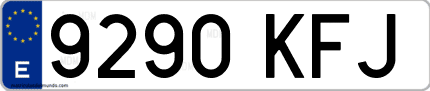 Ejemplo de matrícula de coche ordinaria 9290 KFJ