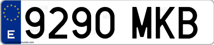 Ejemplo de matrícula de coche ordinaria 9290 MKB