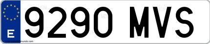 Ejemplo de matrícula española 9290 MVS
