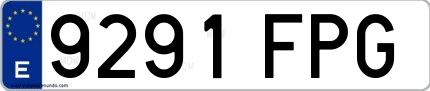 Ejemplo de matrícula española 9291 FPG