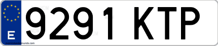 Ejemplo de matrícula de coche ordinaria 9291 KTP