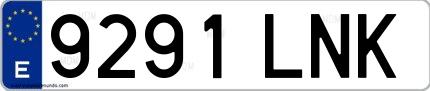 Ejemplo de matrícula española 9291 LNK