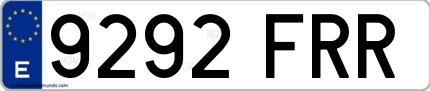 Ejemplo de matrícula española 9292 FRR