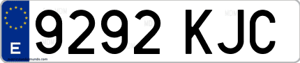 Ejemplo de matrícula de coche ordinaria 9292 KJC