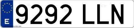 Ejemplo de matrícula española 9292 LLN