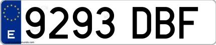 Ejemplo de matrícula española 9293 DBF