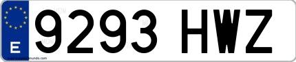 Ejemplo de matrícula española 9293 HWZ