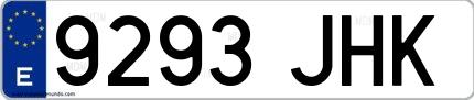 Ejemplo de matrícula española 9293 JHK