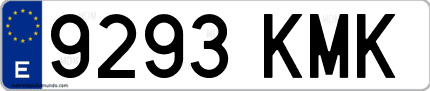Ejemplo de matrícula de coche ordinaria 9293 KMK