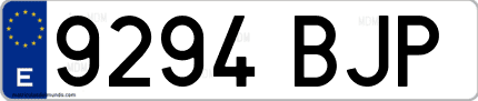 Ejemplo de matrícula de coche ordinaria 9294 BJP