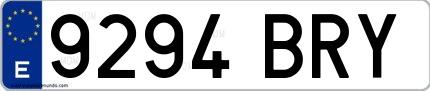Ejemplo de matrícula española 9294 BRY