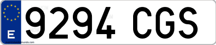 Ejemplo de matrícula de coche ordinaria 9294 CGS