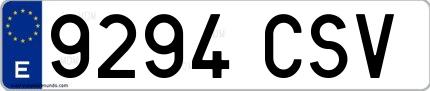 Ejemplo de matrícula española 9294 CSV