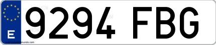 Ejemplo de matrícula española 9294 FBG